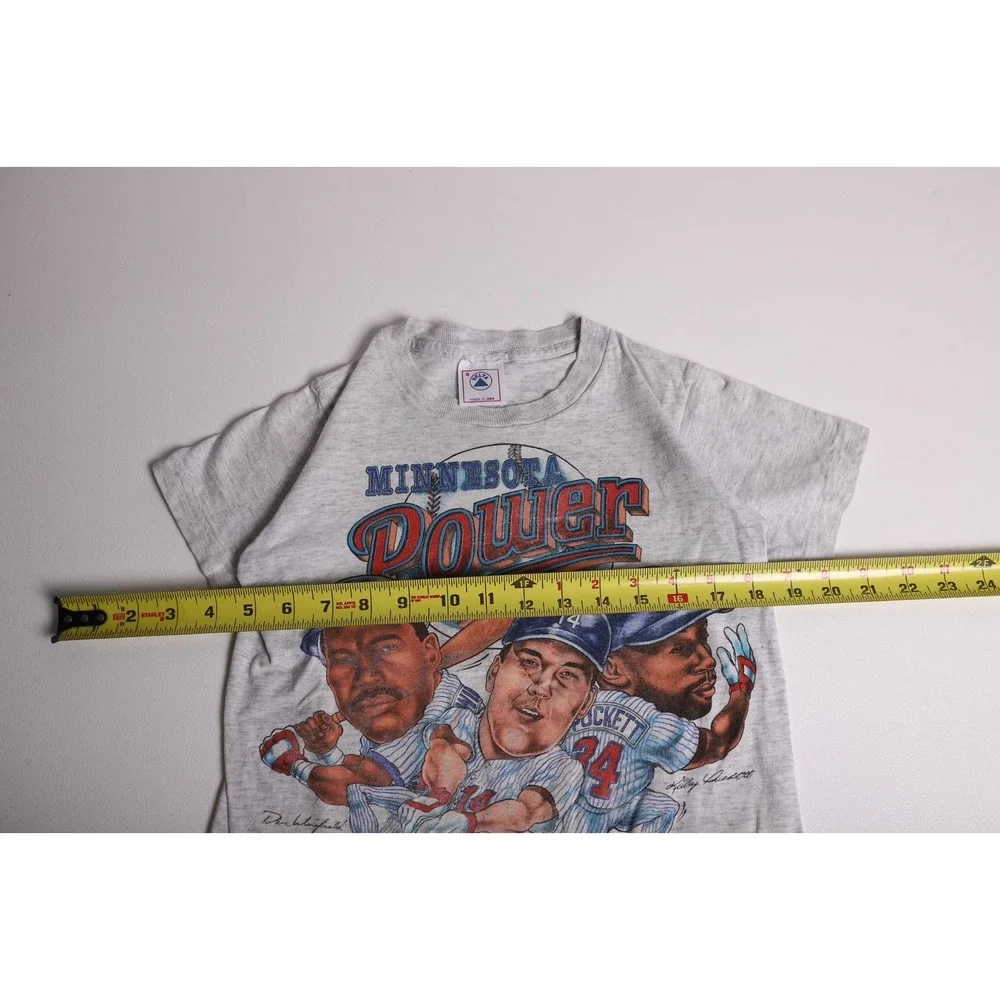 Vintage 90s Minnesota Twins T Shirt Kids S Minnesota Power Kirby Puckett Hrbek